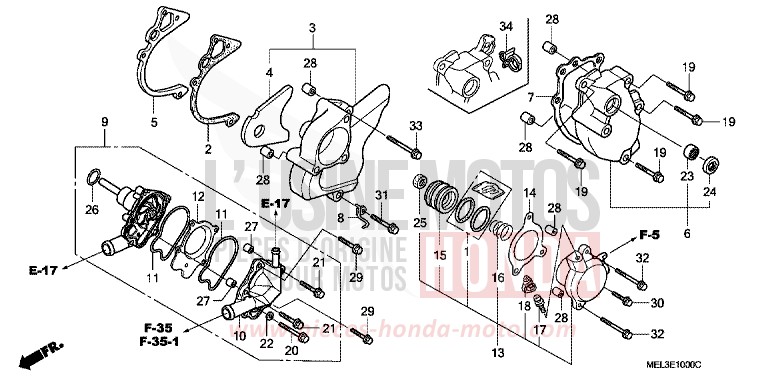 POMPE A EAU von CBR1000RR "Fireblade" PEARL FADELESS WHITE (NH341KB) von 2004